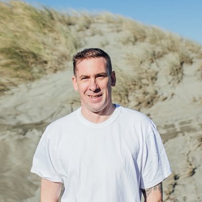 Dan Tunley, owner of Zero6 Creative, on the Horowhenua coast